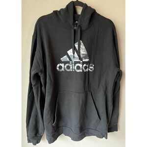 Adidas‎ Men's Black Camo Logo Print Fleece Hoodie Large